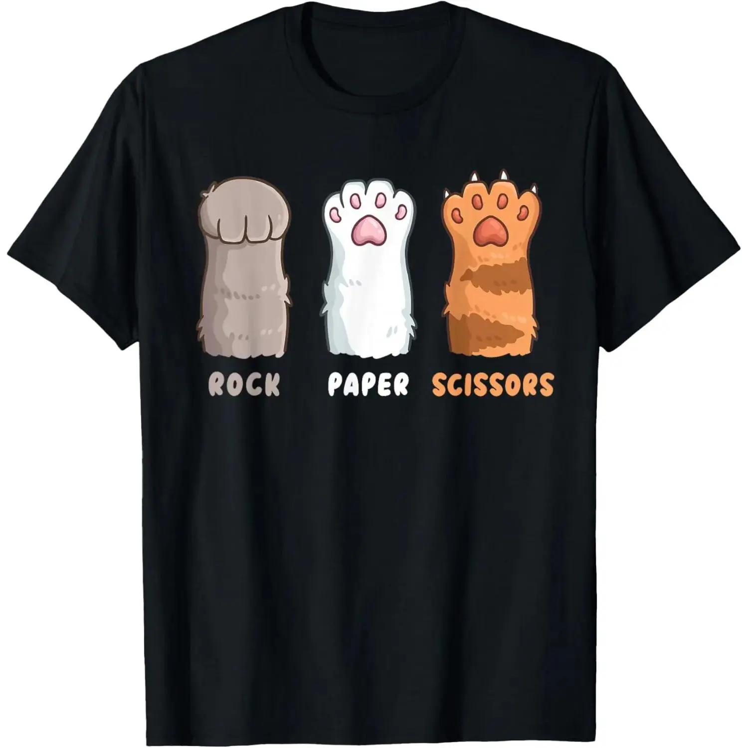 Cat Lover Cat Owner Funny Cat Rock Paper Scissors T-Shirt XXXL