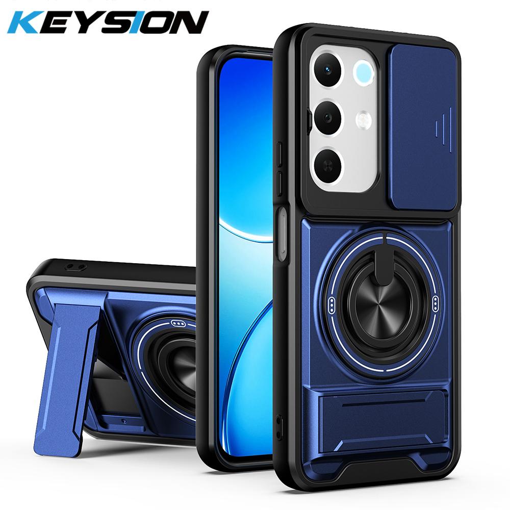 KEYSION Magnetic Phone Case for Realme C85 5G C85 Pro Slide Camera Protection Upright Kickstand 360 Ring Shockproof Back Cover