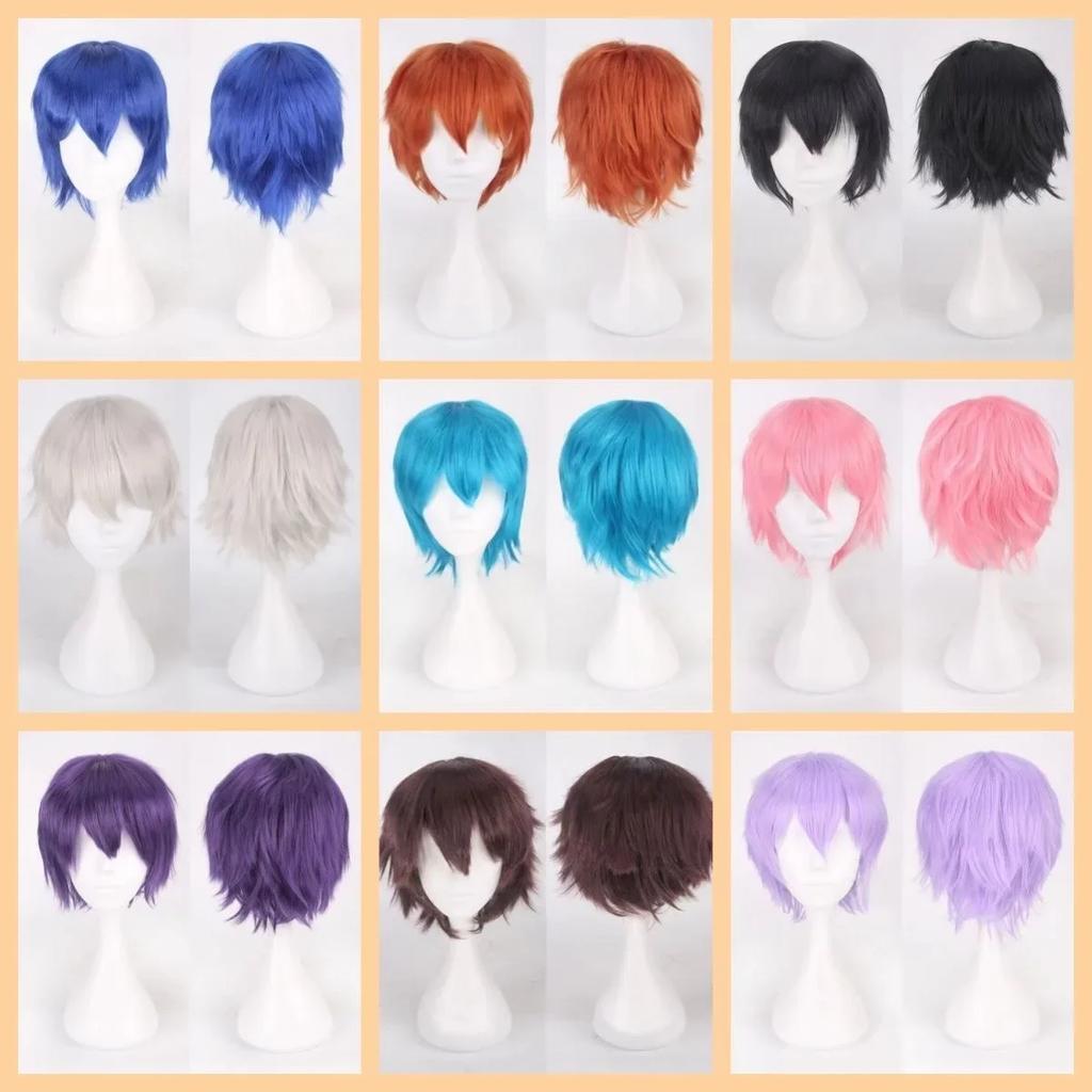Anime Mystic Messenger 707 Cosplay Synthetic Wig Short Red Orange Heat Resistant Hair Cosplay Wigs