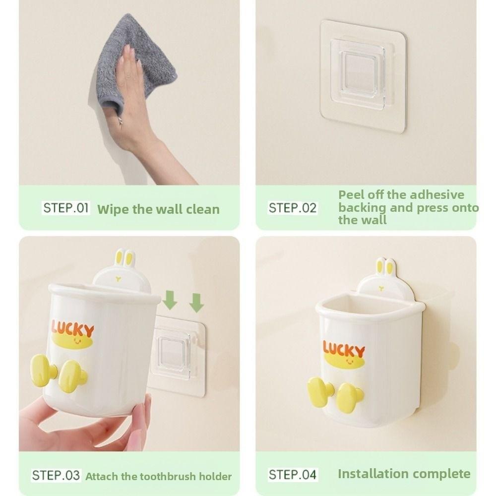 Wall Mounted Toothpaste Storage Rack Cartoon Electric Toothbrush Stand Rack  Bathroom Organizer