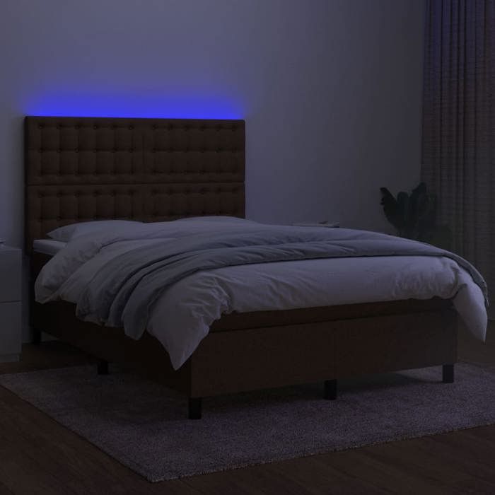 Maison Exclusive - Sommier à lattes de lit matelas et LED Marron foncé 140x190 cm