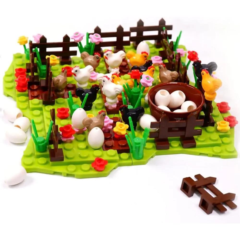 MOC Farm Set Stavebnice Plodina Rostlina Dýně Konírna Kráva Kruh Zvířata Město Pohled na ulici Kostky Model Hračky