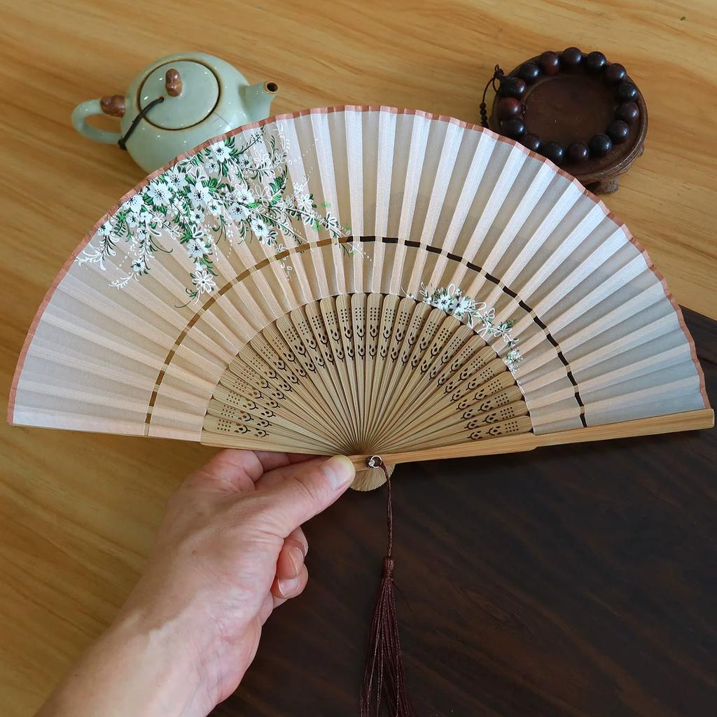 Folding Fan, Ancient Style Folding Fan, Classical, Compact, Retro, Hanfu, Portable, Silk Fabric, Durable for Women
