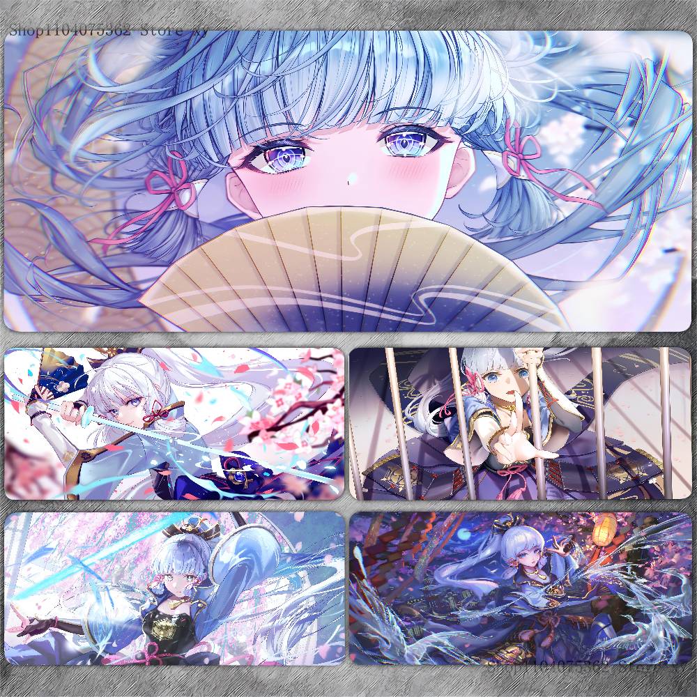 Genshin Impact Anime Kamisato Ayaka Mouse Pad Large Gaming Keyboard Mat LockEdge Rubber Computer Office Accessories