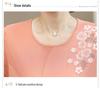 High-End Ice Silk T-Shirt for Middle-Aged Women (50-60) - Short-Sleeved Summer Top for Moms and Grandmas