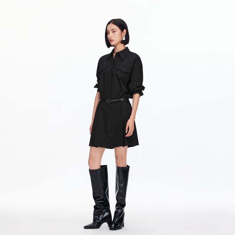 VEROMODA 2025 Autumn Long Sleeve Belted Shirt Dress