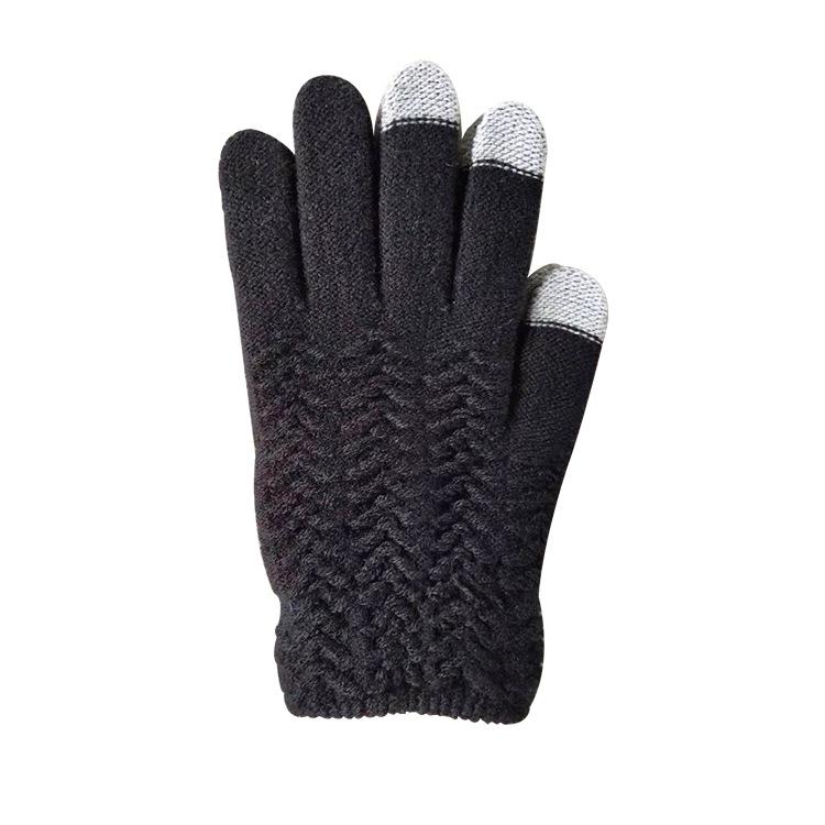 Winter Thickened Velvet Finger-covered Gloves Knitted Anti-freeze Warm Life Touch Screen Magic Gloves