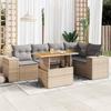 6-Cz. Garden Furniture Set With Cushions, Beige, Poly Rattan