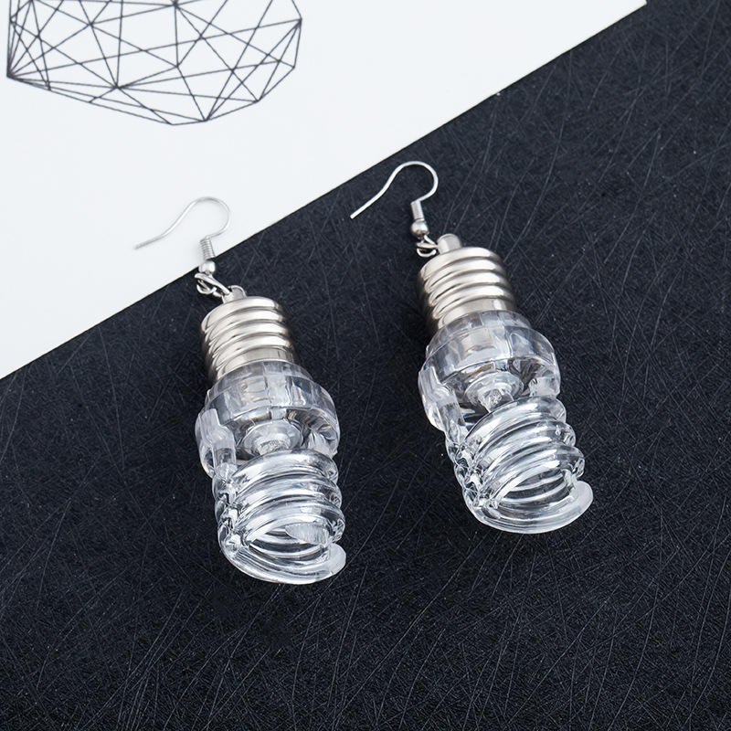 Punk Colorful Light Bulbs Dangle Earrings Women Nightclub Harajuku Funny Luminous Bule Drop Earring Party Fashion Jewelry A764