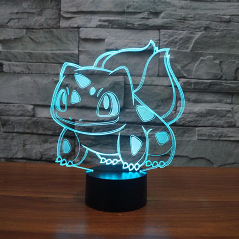 3d Touch Bulbasaur Night Light 7colors Usb Rechargeable Home Office Decoration