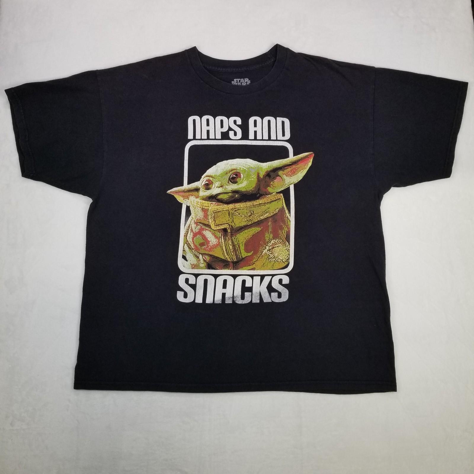 Star Wars Grogu Naps And Snacks Graphic Men s Black Size 2XL Casual Unisex T-Shirt XXXXL