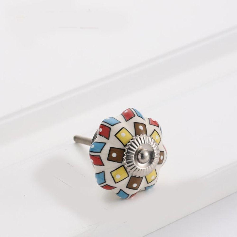 Simple Single Hole Ceramic Pumpkin Handle Round Vintage Vintage Cabinet Knob European Style Creative Door Pull Handles Furniture