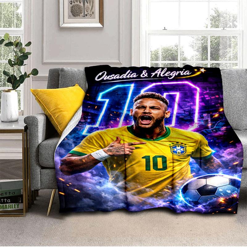Coperta per Celebrazioni Neymar Coperta in Flanella da Esterno per Campeggio, Escursionismo, Feste in Giardino, Essenziale per Picnic, regalo per famiglia e amici