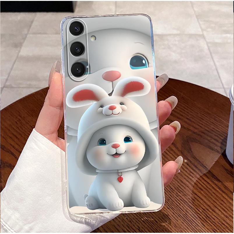 Fashion Cute Love Rabbit Phone Case For Samsung Galaxy S25 Plus S 25 Ultra Edge 5G Clear Silicone Protective Soft TPU Back Cover