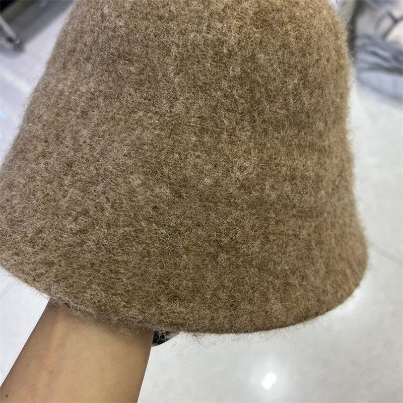 

Thickened wool knitted bucket hat women autumn and winter warm literary lady dome straight basin hat M（56-58cm） бордовий