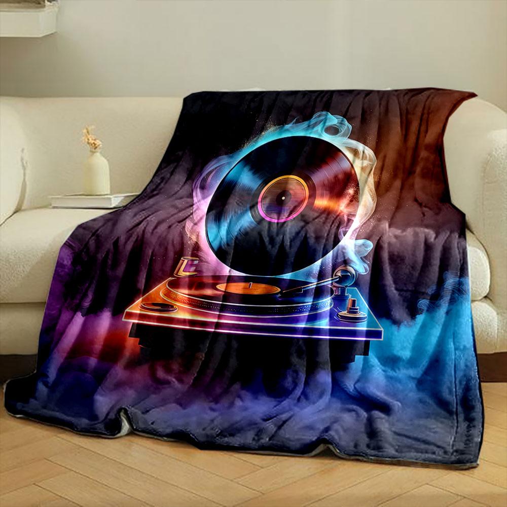 Vinyl Record with Neon Glow print blanket soft and cozy perfect for the living room bed sofa or a nap,gift