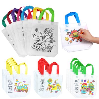 5 buc Geantă Graffiti Nețesută Desen Copii Manual DIY Colorat Protecția Mediului Copii Pictură Jucării Puzzle Geantă de Mână TMZ