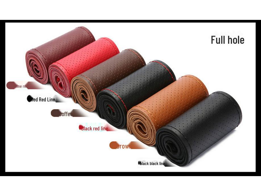 Genuine Cowhide Leather Steering Wheel Cover, Universal Hand-Sewn Design, All-Season Use, New Style
