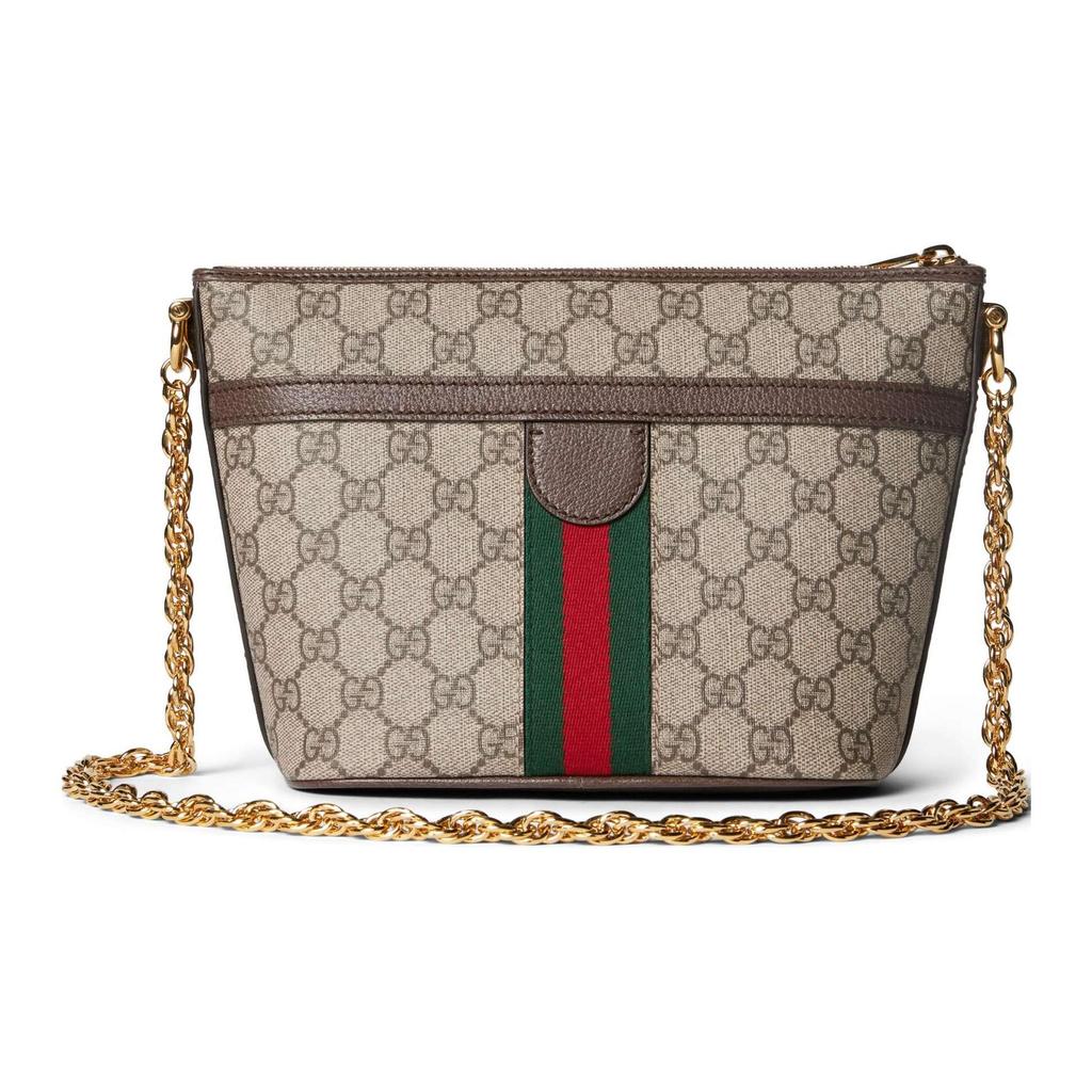Gucci Ophidia Double G Logo Zipper Closure Canvas And Leather Crossbody Bag Mini Women bags Beige Ebony 781397-96IWG-8745