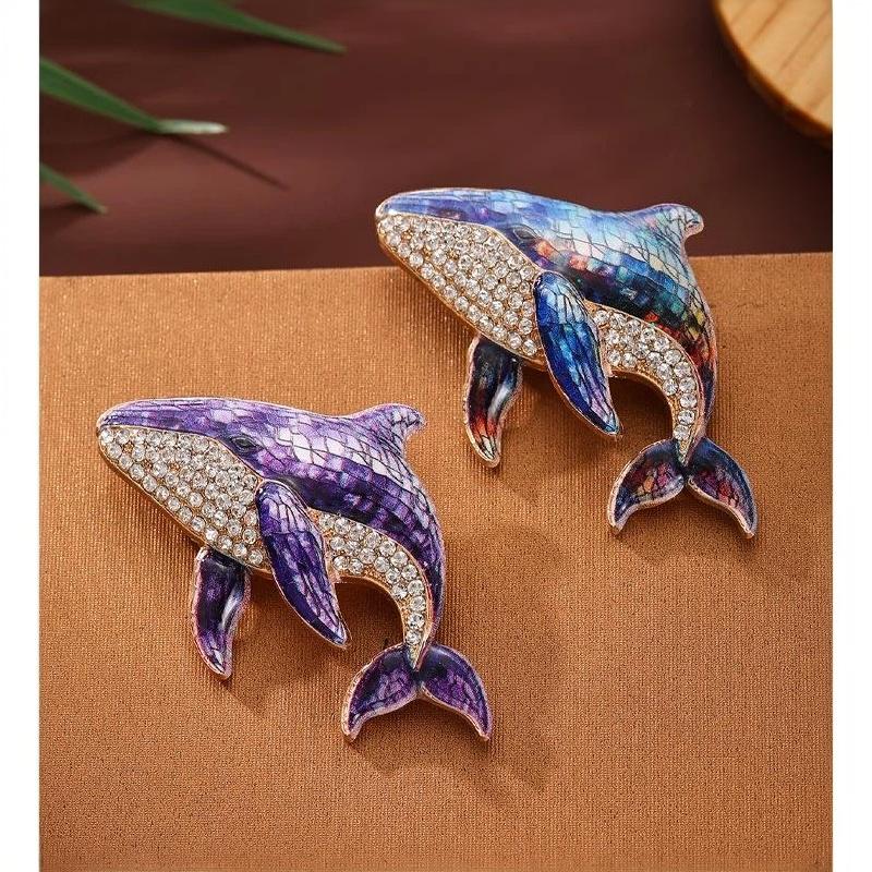 1 Pezzo Adorabile Spilla Pesce Marino Animale a 4 Colori Spille Balena con Strass per Vestiti da Donna Spille per Zaino Regali