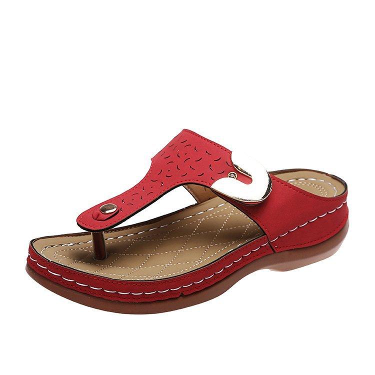 Summer sandals women s new outer wear toes beach vacation hollow breathable flip-flops 35 красный 2498₽