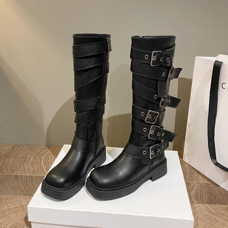 

Ботинки Wasteland wind 2025 новая женская обувь толстая подошва но колено жир мм круглый носок высокие ботинки расширенные ботинки-локомотивы 40