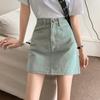 Summer High Waist A-line Denim Skirt for Women – Trendy Retro Style