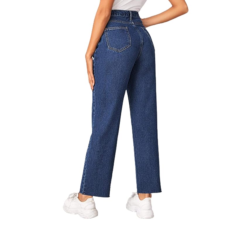 KOTTY Womens High Waist Flared Fit Ankle Length Clean Look Blue Denim Jeans 26 синий