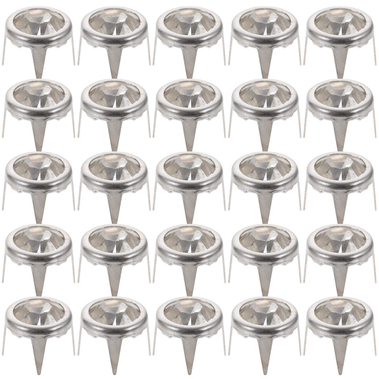 

100Pcs Crystal Rhinestone Decorative Rivets Nail Studs for DIY Bags Shoes Jackets Crafts Punk Accessories серебряный