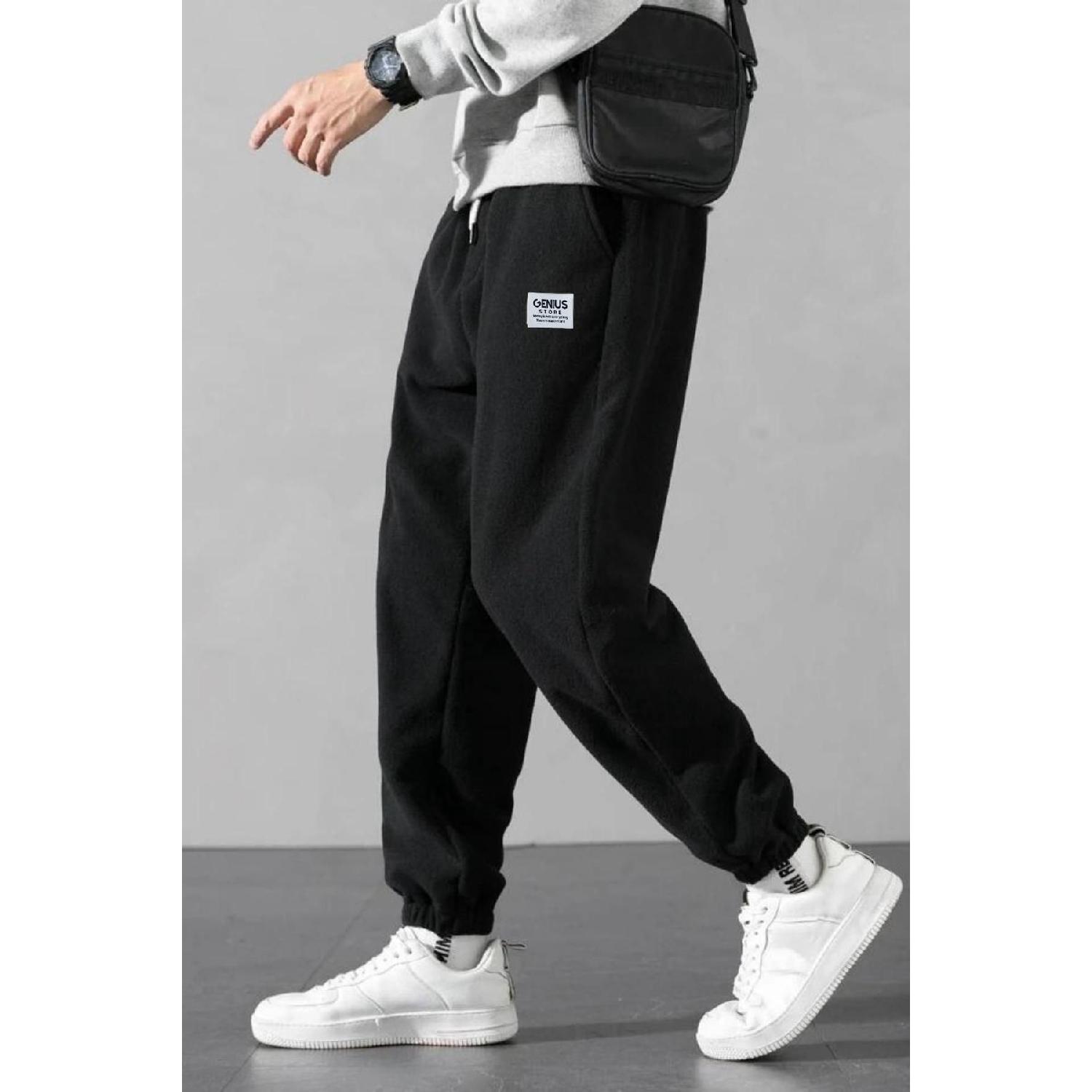 

Fleece Fabric Oversize Black Men s Sweatpants Oversize Tracksuit S чорний