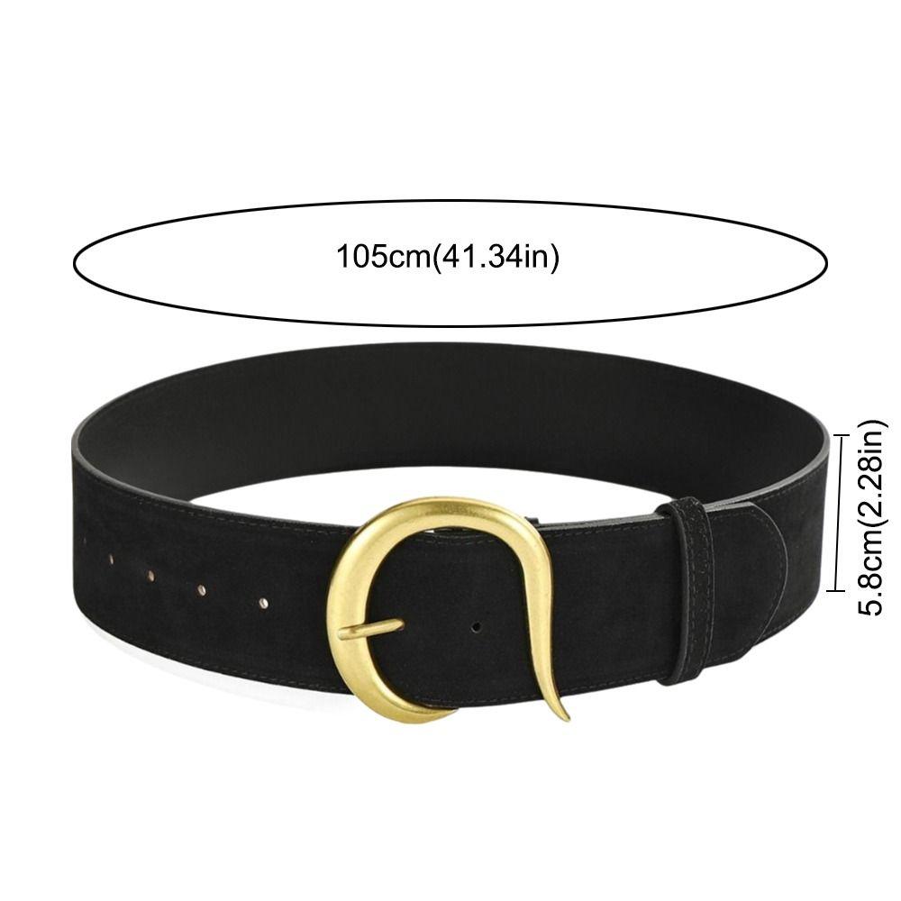 Vintage Pin Buckle Retro Suede Leather Belt Luxury Design Versatile Women Waist Belt Wide Waistband Jeans Decoration