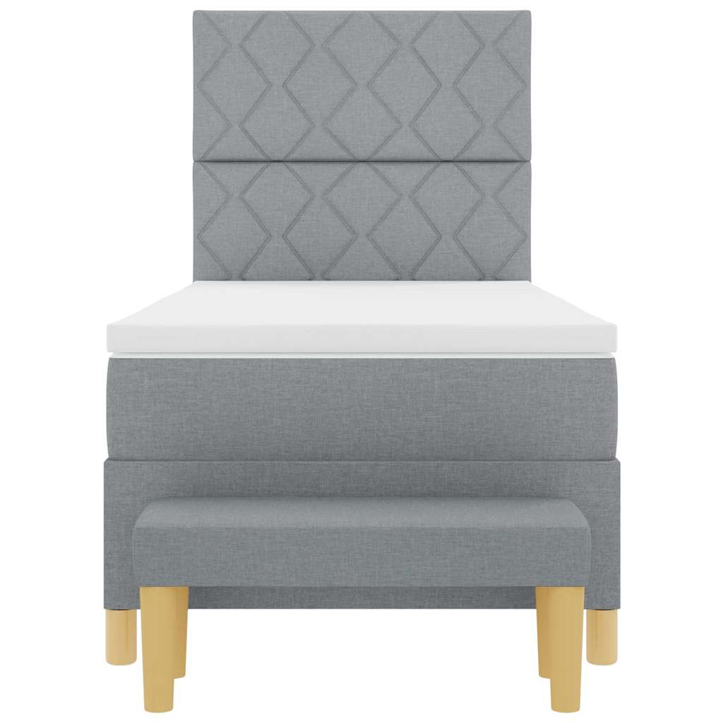 Box Spring Bed with Pillow Light Gray 190 x 90 cm Fabric