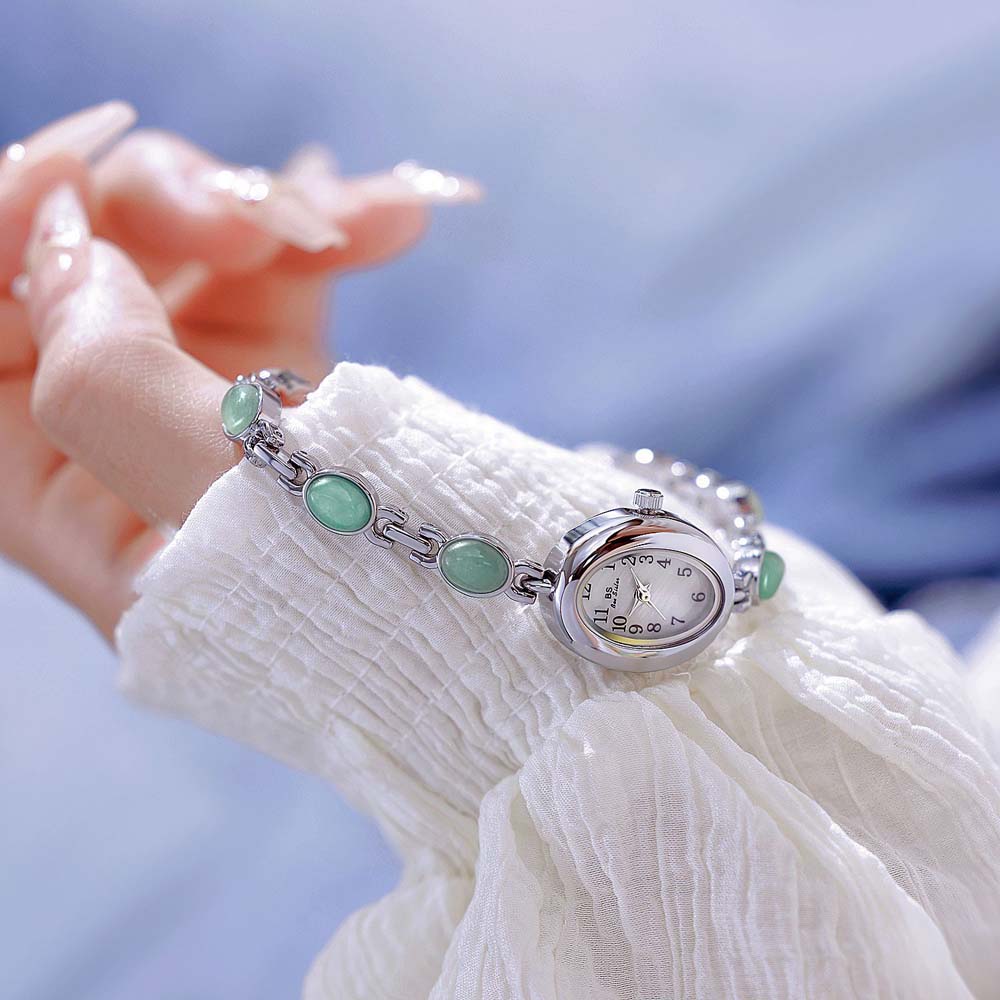Luxury Women Watches Natural Color Jade Bracelet Quartz Women's Wristwatch Oval Small Dial Fashion Dress Watch Gifts NEW