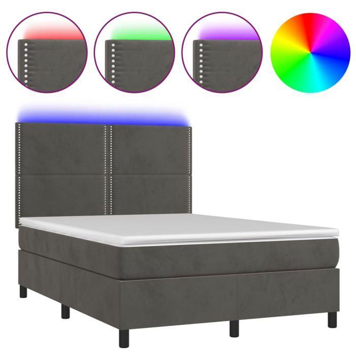 VidaXL Slatted Bed Base with Mattress and LED, Upholstered Bed, Double Bed, Adult Bed for Interior Bedroom, 3136066