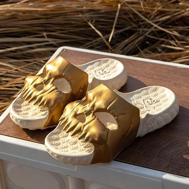 Totenkopf Pantoffel Dämon Y2k Plateau Wolke Sommer Strandsandale Pantoletten Flip Flop Herren Männlich Rutschfest Indoor Outdoor Weicher Schuh Zuhause 2025