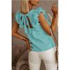 2026 European and American Summer Ladies' New Loose Round Neck Solid Color Ruffled Short Sleeve Shirt