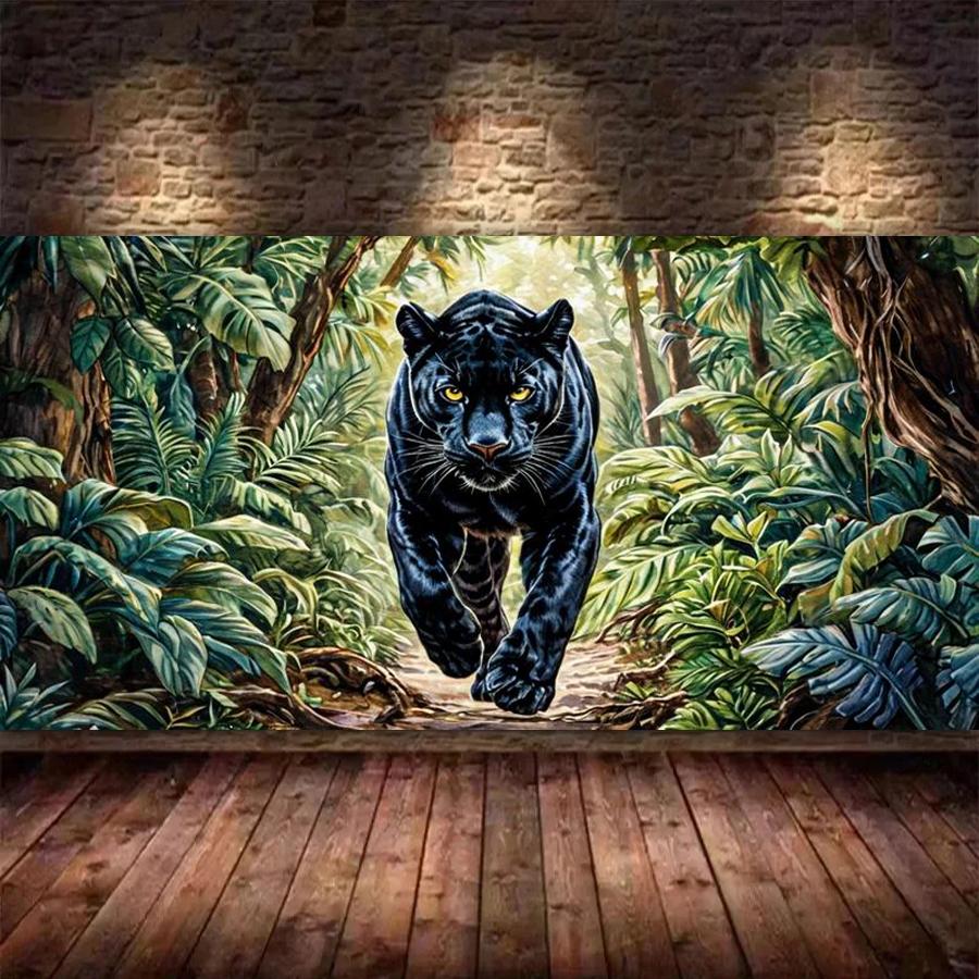 Jungle Black Panther Large Size Diamond Painting New Collection Wild Animals Diy Full Drill Rhinestone Embroidery Mosaic Cross Stitch Kits