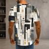 Men Plus Size Geometric Printed Round Neck Short Sleeve T Shirt