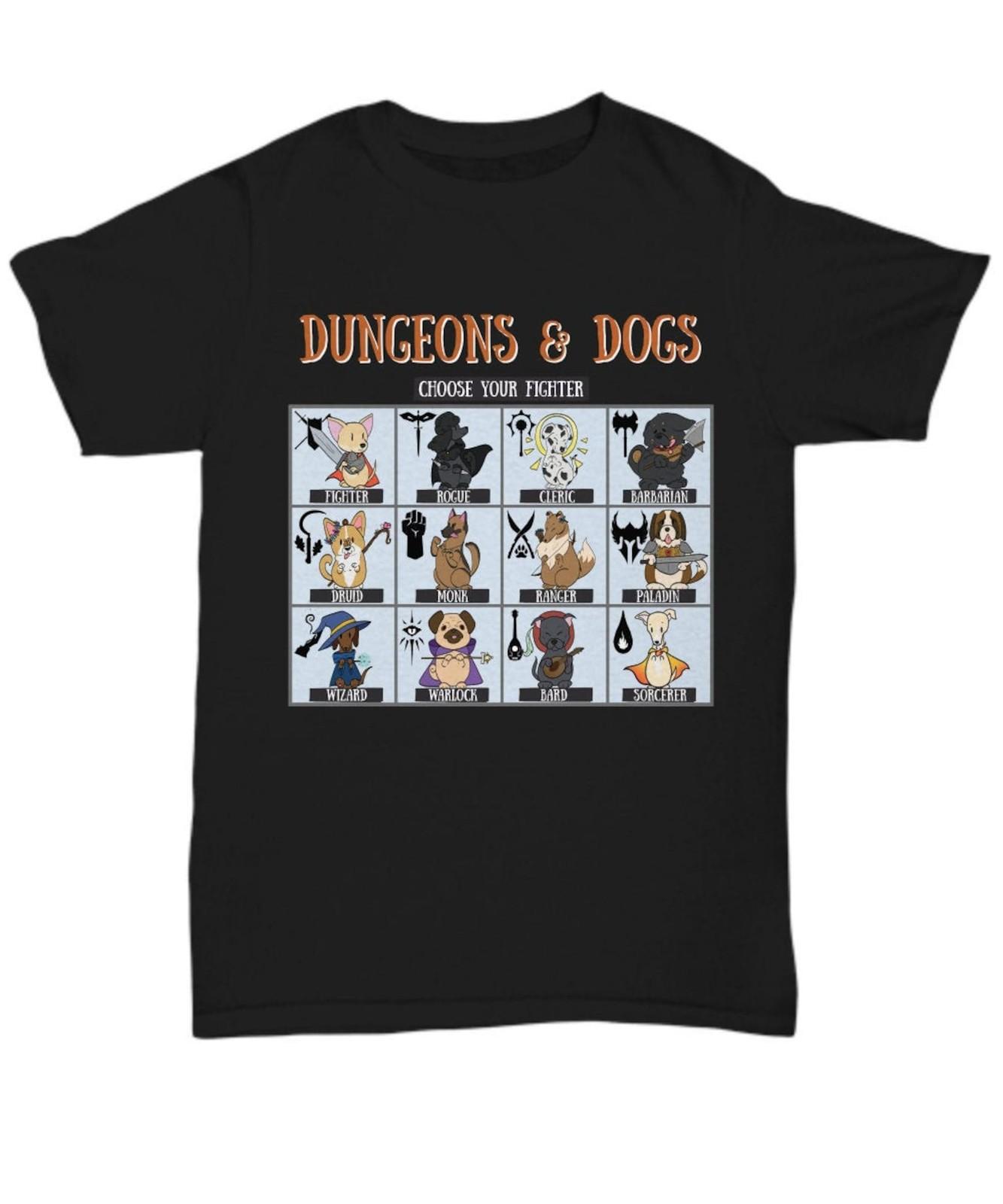 Dungeons and dragons Собаки Выбери своего бойца черная унисекс футболка DnD XXXXL