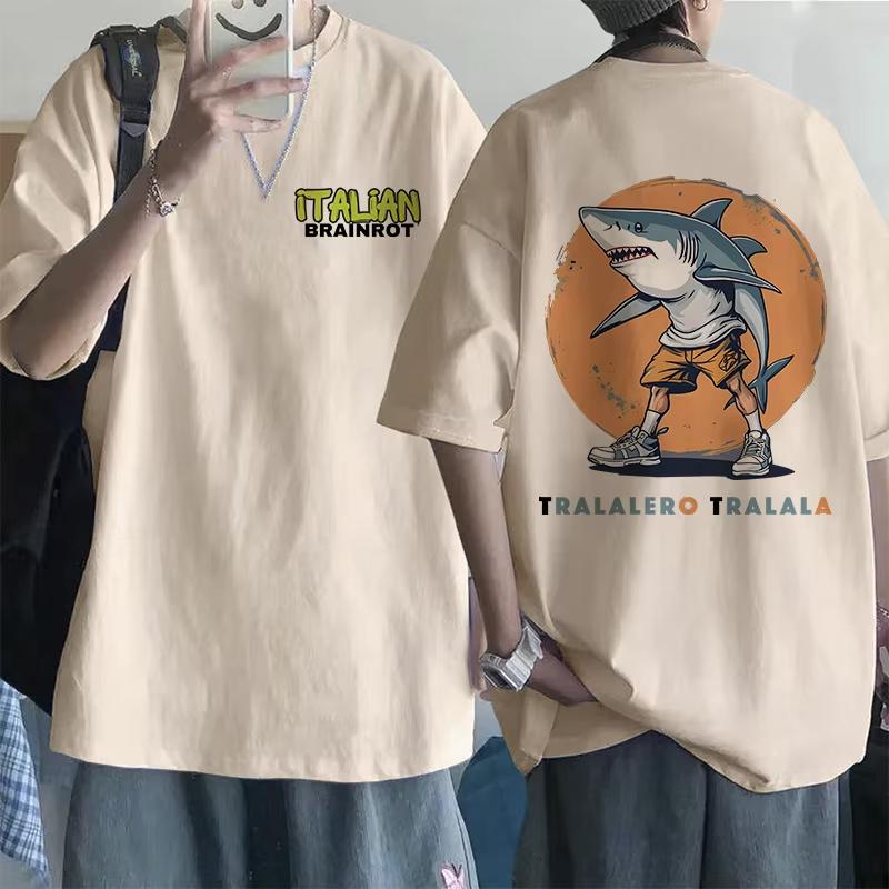 Tralalero Tralala Tung Tung Tung Sahur Bombardiro Crocodilo Tshirt Funny Italian Brainrot Meme Print Summer Men Women Cotton Top