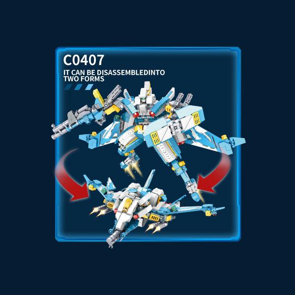 WOMA TOY Ship Now C0407 549pcs Sky Conqueror Transformable Assembly Boys Mecha Brick Building Set Toy for 6-12 Year