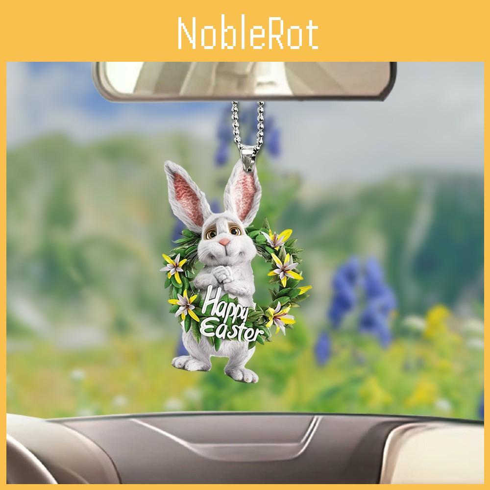 Adorable Acrylic Easter Bunny And Egg Hanging Ornament Decorative Car Accessory For Home