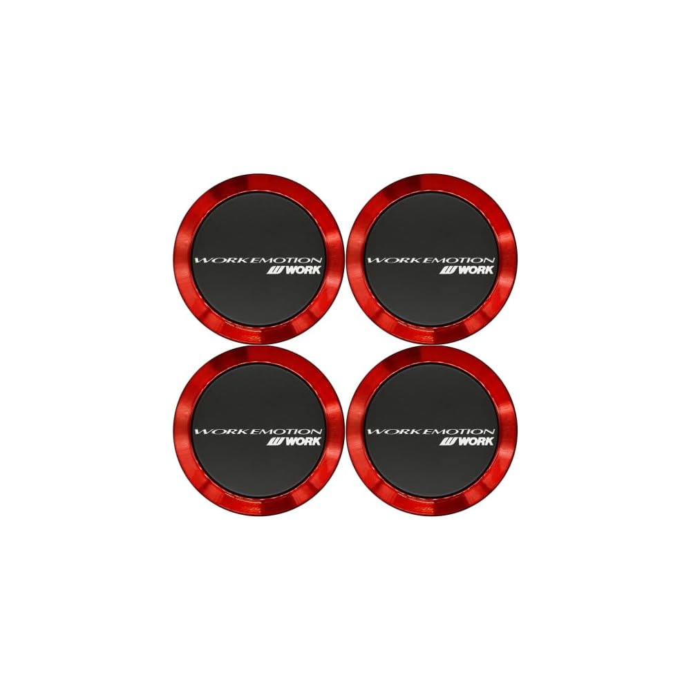 Work Emotion Center Cap Flat Type Black Red Ring Set of 4