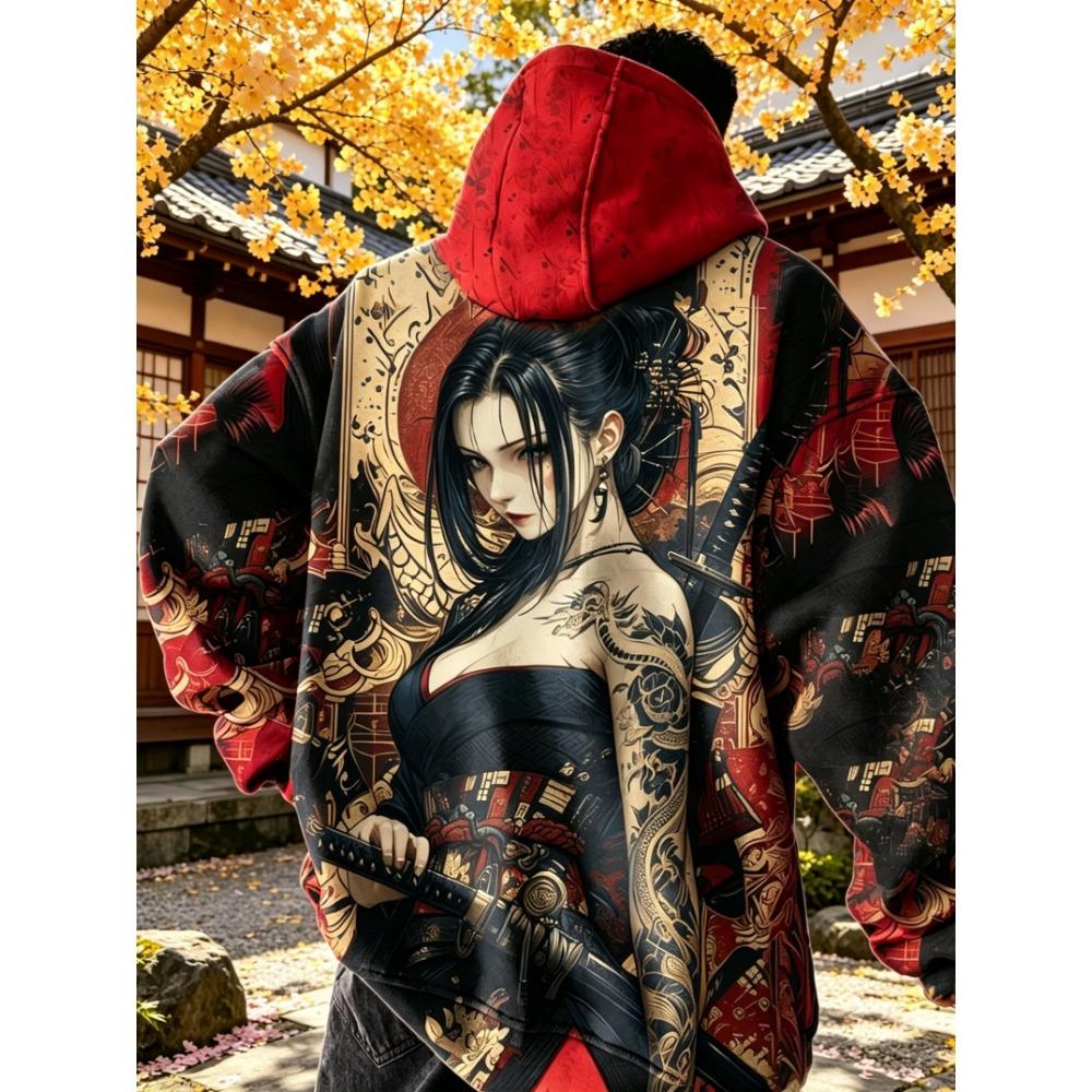 2027 Anime girl pattern Sweatshirt Casual Long Sleeve Hooded Pullover 3D Printing Top Fashion Oversized Men's Hoodies