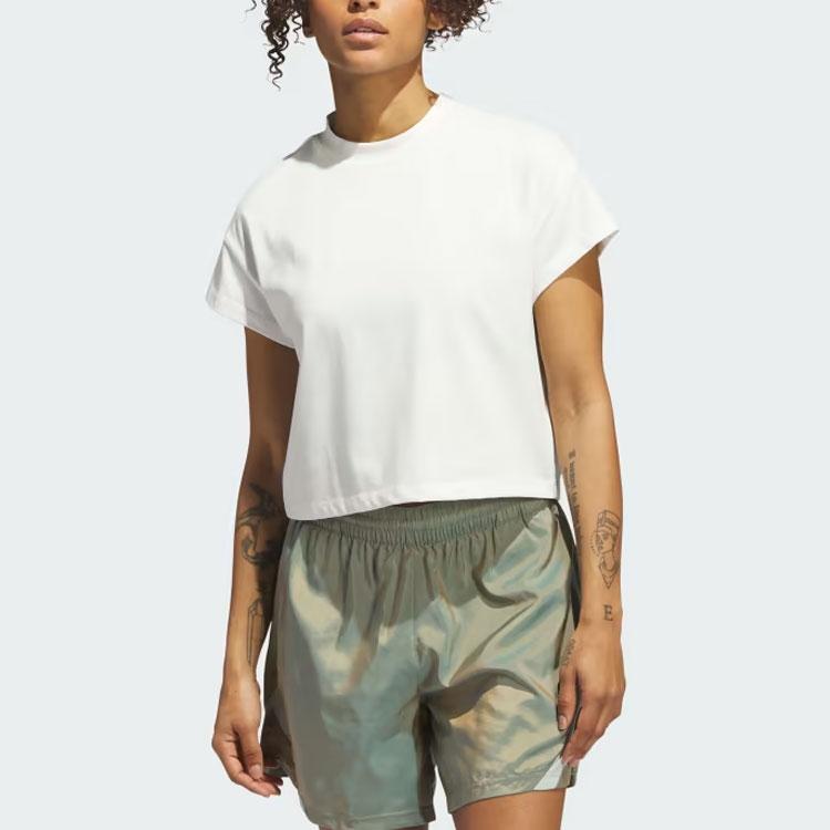 Adidas Select Cutoff Short Sleeve T-shirt With Logo Women Tops White IJ5235
