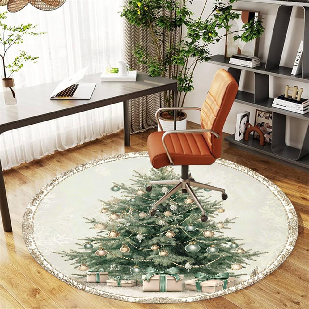 1PC Christmas tree Office Round Area Rug, Under Office Chairs Bedroom Living Room Home Decor, Carpet for Office -1110043