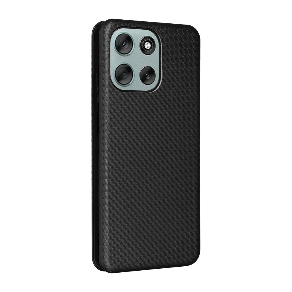 For Motorola Moto G56 5G Case Carbon Fiber Texture Drop-Proof PU Leather Phone Cover