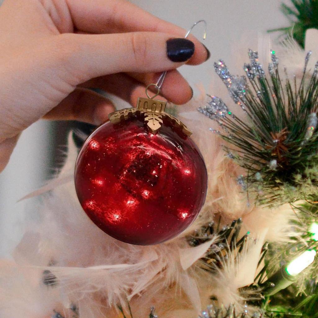 Led Lights up Glass Ball Christmas Ornament Decorative Baubles 10cm Orb Warm Light Lamp for