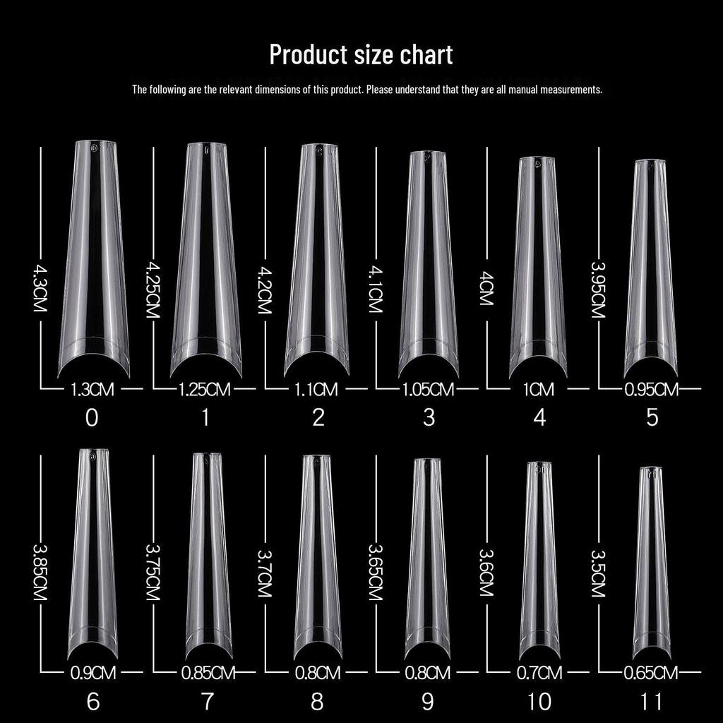 Long Denim Flat-Top French Nail Tips - 240 Pieces | Thin False Nail Supplies for Beauty and Pet Grooming