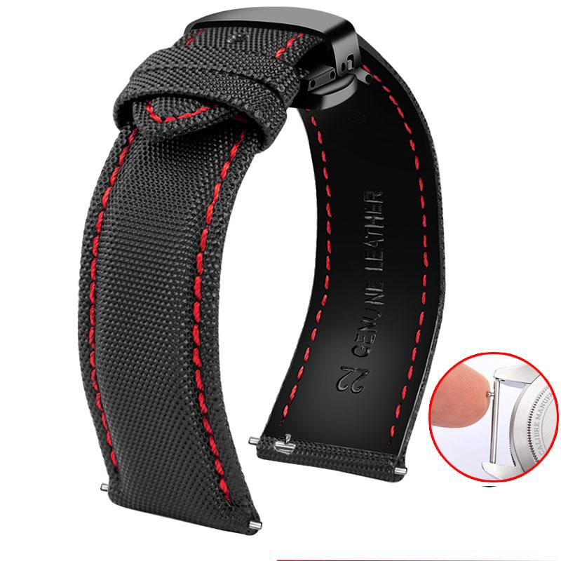 Für Mido Nylon Lederarmband Commander M021 M025 Multifort M005 Tissot CASIO Schwarz Orange TAG Heuer Nylonarmband 20mm 21mm 22mm